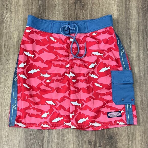 Vineyard Vines Other - VINEYARD VINES Red Shark Board Shorts Swim Trunks Sz 28